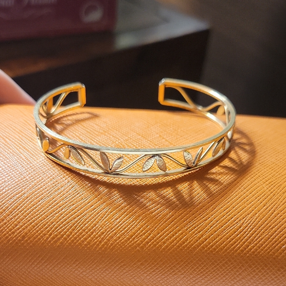 Vintage Krementz Gold Filled GF Plant Leaf Cuff Bracelet 7in - Picture 4 of 5
